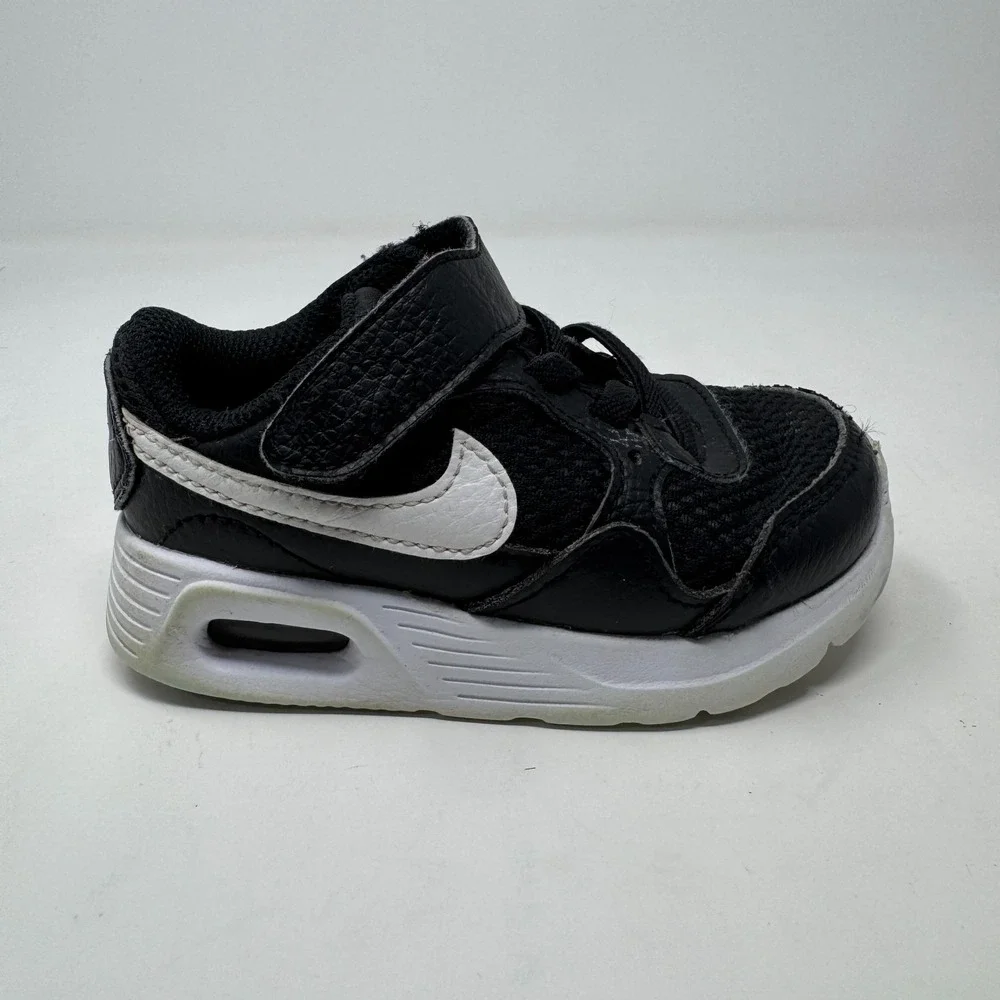 Nike Air Sneakers Black White Hook & Loop Mesh Low Top Toddler Size 6 C